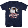 Navy Bill & Ted's Excellent Adventure t-shirt featuring Bill and Ted Excellent catchphrase design