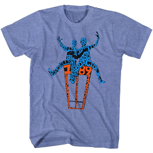 Light blue heather Bill & Ted's Excellent Adventure t-shirt featuring Bill and Ted Words On A Shirt meta design