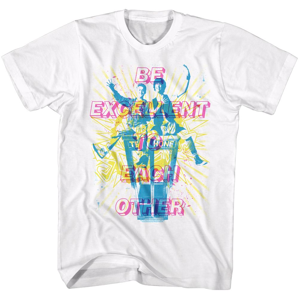 White Bill & Ted's Excellent Adventure t-shirt featuring Bill & Ted Overlays comedy design