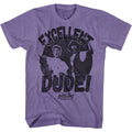 Purple heather Bill & Ted's Excellent Adventure t-shirt featuring Bill and Ted Excellent Dude design