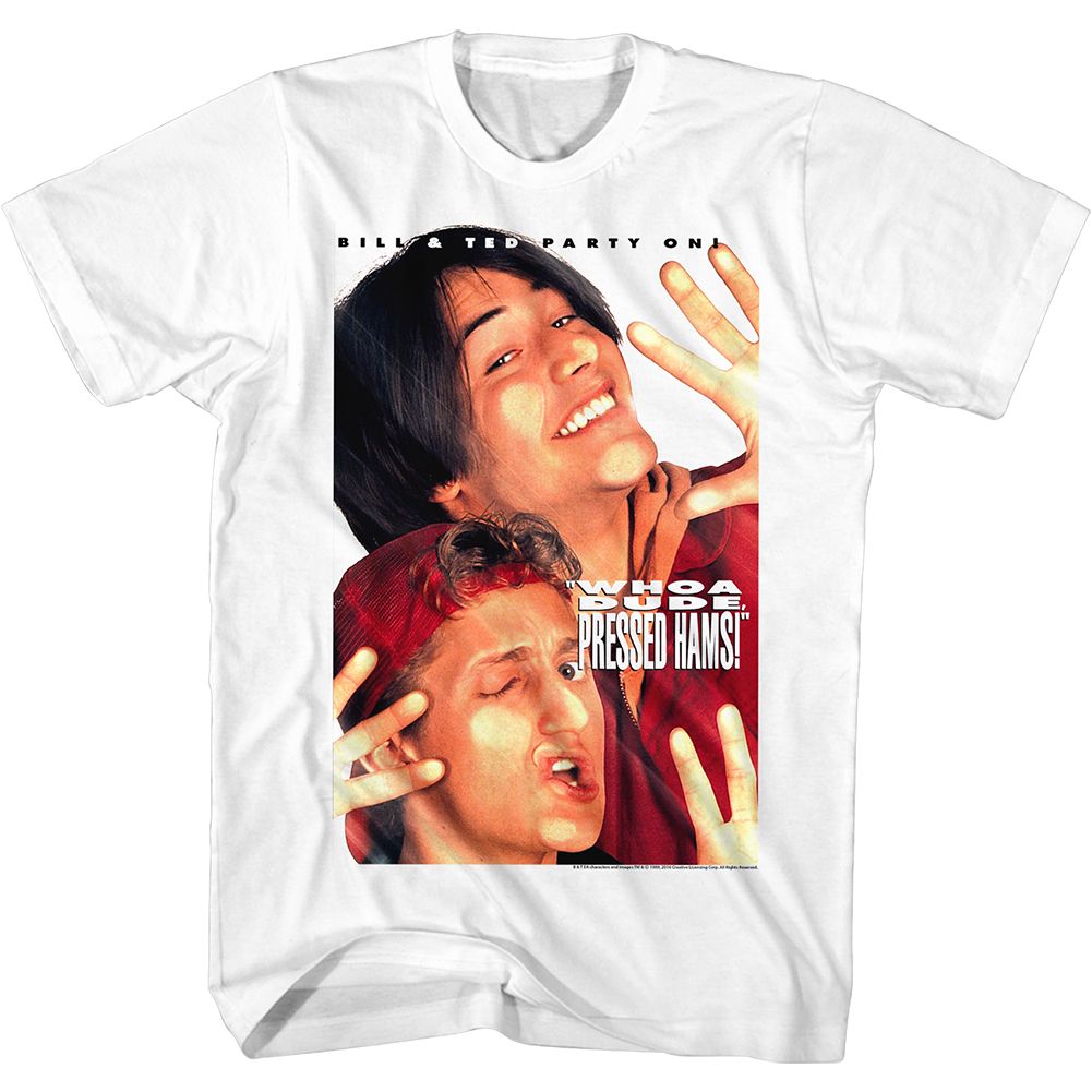 White Bill & Ted's Excellent Adventure t-shirt featuring Bill and Ted Pressed Hams design