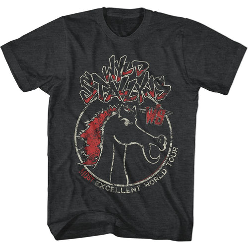 Black heather Bill & Ted's Excellent Adventure t-shirt featuring Bill and Ted Wyld Stallyns Tour design