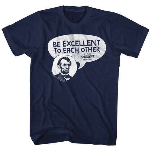 Navy Bill & Ted's Excellent Adventure t-shirt featuring Bill and Ted Excellent Abe Abraham Lincoln design