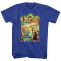 Royal blue Bill & Ted's Excellent Adventure t-shirt featuring Bill and Ted Stained Glass design