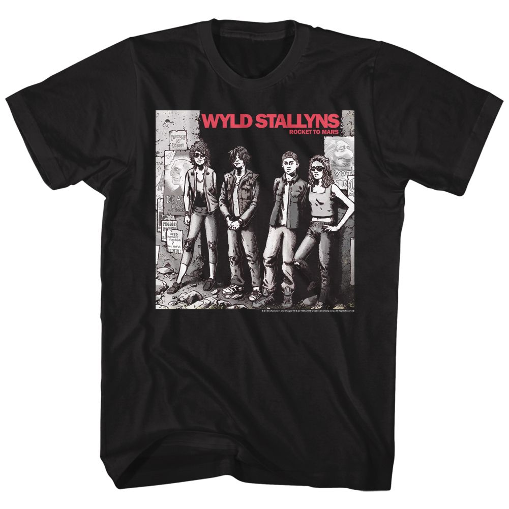 Black Bill & Ted's Excellent Adventure t-shirt featuring Bill and Ted Wyld Stallyns band design