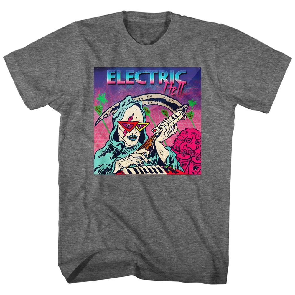 Graphite heather Bill & Ted's Excellent Adventure t-shirt featuring Bill and Ted Electric Hell Bogus Journey design