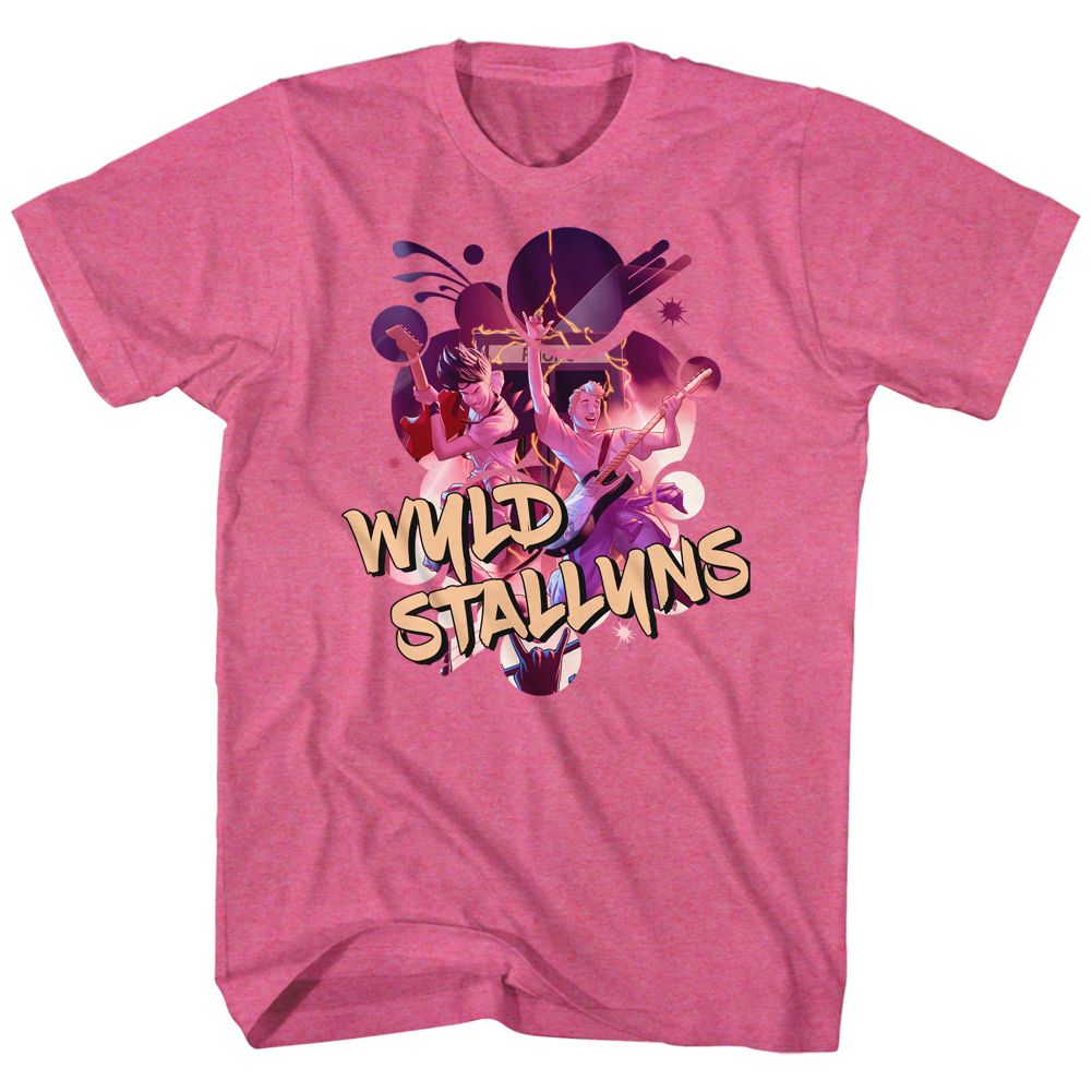 Retro pink heather Bill & Ted's Excellent Adventure t-shirt featuring Bill and Ted Wyld design