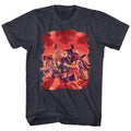 Navy heather Bill & Ted's Excellent Adventure t-shirt featuring Bill & Ted Shadows comedy design