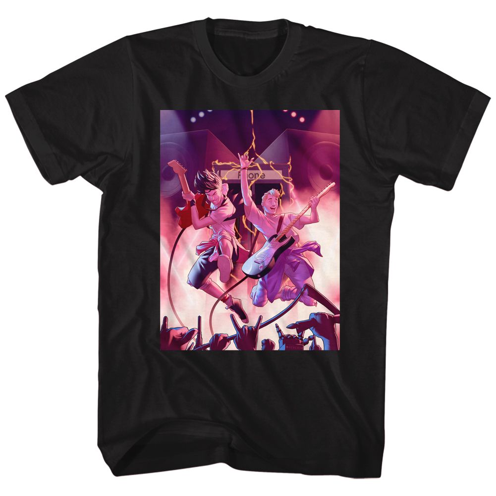 Black Bill & Ted's Excellent Adventure t-shirt featuring Bill and Ted Phone Rock design