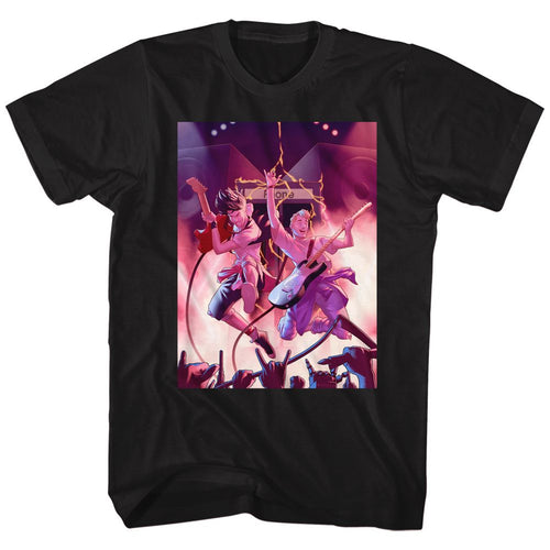 Black Bill & Ted's Excellent Adventure t-shirt featuring Bill and Ted Phone Rock design