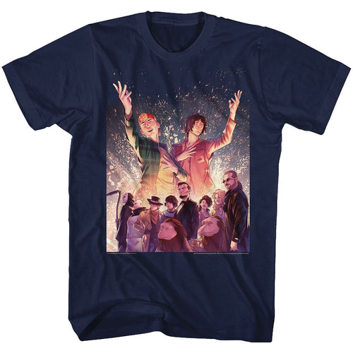 Navy Bill & Ted's Excellent Adventure t-shirt featuring Bill & Ted Sparkle comedy design