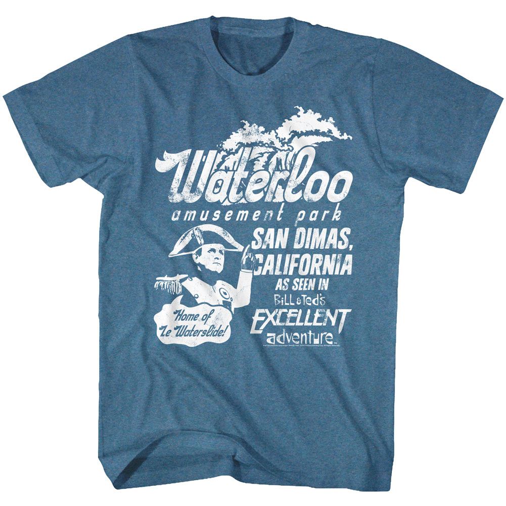 Indigo heather Bill & Ted's Excellent Adventure t-shirt featuring Bill and Ted Waterloo design
