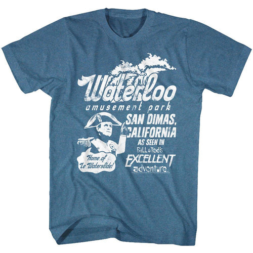 Indigo heather Bill & Ted's Excellent Adventure t-shirt featuring Bill and Ted Waterloo design