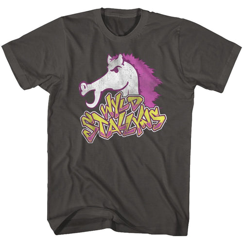 Smoke gray Bill & Ted's Excellent Adventure t-shirt featuring Bill & Ted Purple Stallyn comedy design