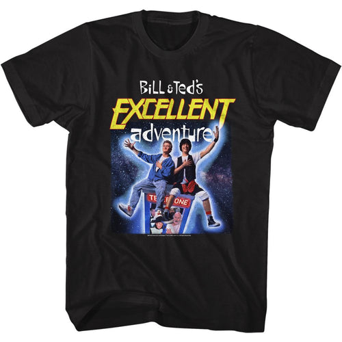 Black Bill & Ted's Excellent Adventure t-shirt featuring Bill and Ted Space Poster design