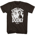 Dark chocolate brown Bill & Ted's Excellent Adventure t-shirt featuring Bill & Ted Whtdudes comedy design