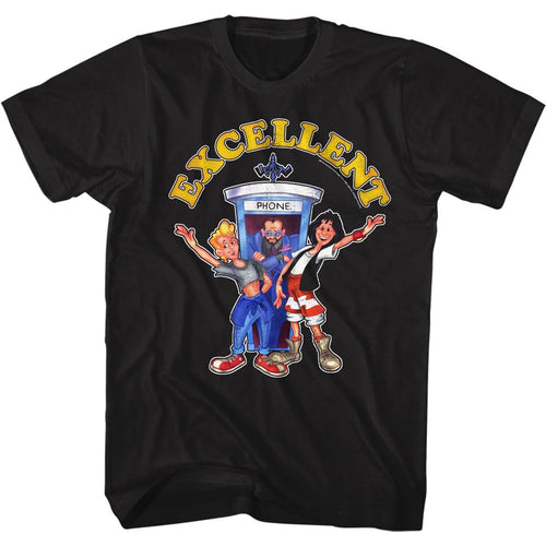 Black Bill & Ted's Excellent Adventure t-shirt featuring Bill and Ted Cartoon Excellent design