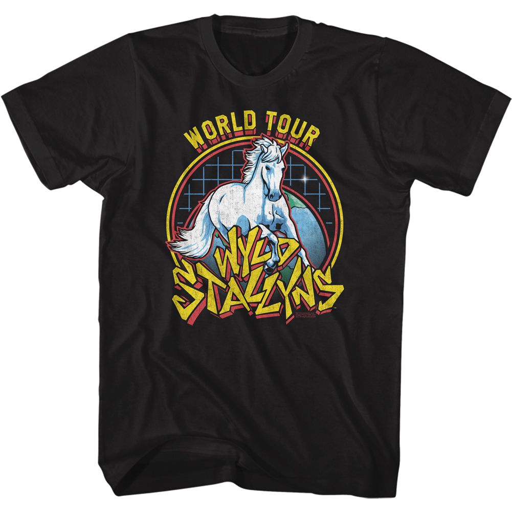 Black Bill & Ted's Excellent Adventure t-shirt featuring Bill and Ted Wyld Stallyns band design