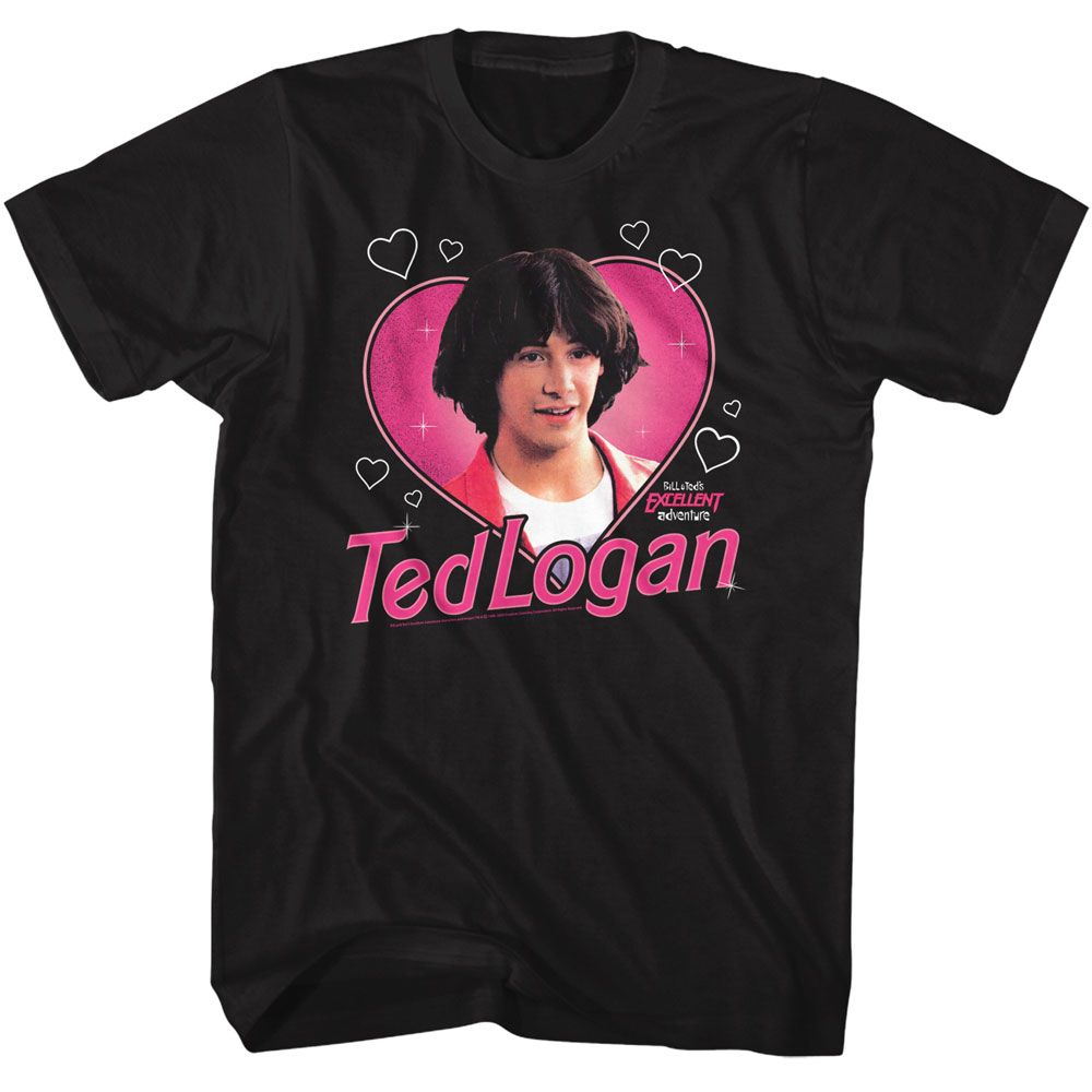 Black Bill & Ted's Excellent Adventure t-shirt featuring Bill and Ted Heartthrob Ted Keanu design