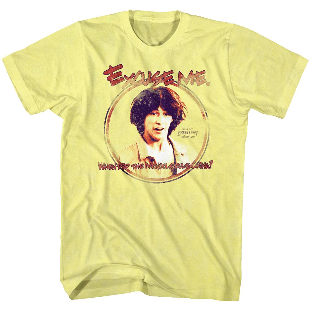 Yellow heather Bill & Ted's Excellent Adventure t-shirt featuring Bill & Ted Excuse Me comedy design