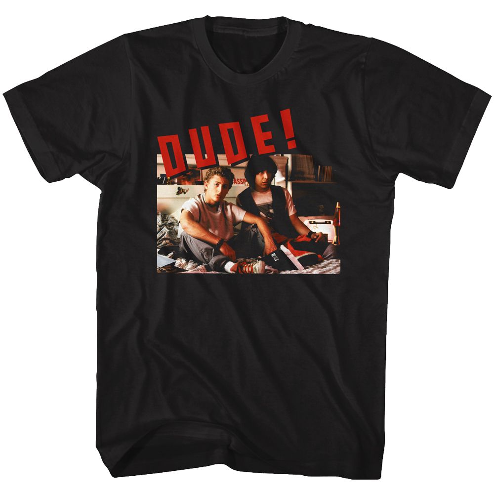 Black Bill & Ted's Excellent Adventure t-shirt featuring Bill and Ted Dude design