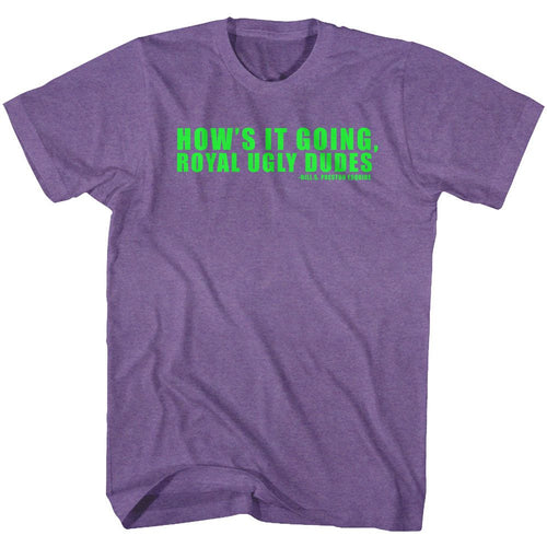 Purple heather Bill & Ted's Excellent Adventure t-shirt featuring Bill & Ted Ugly comedy design