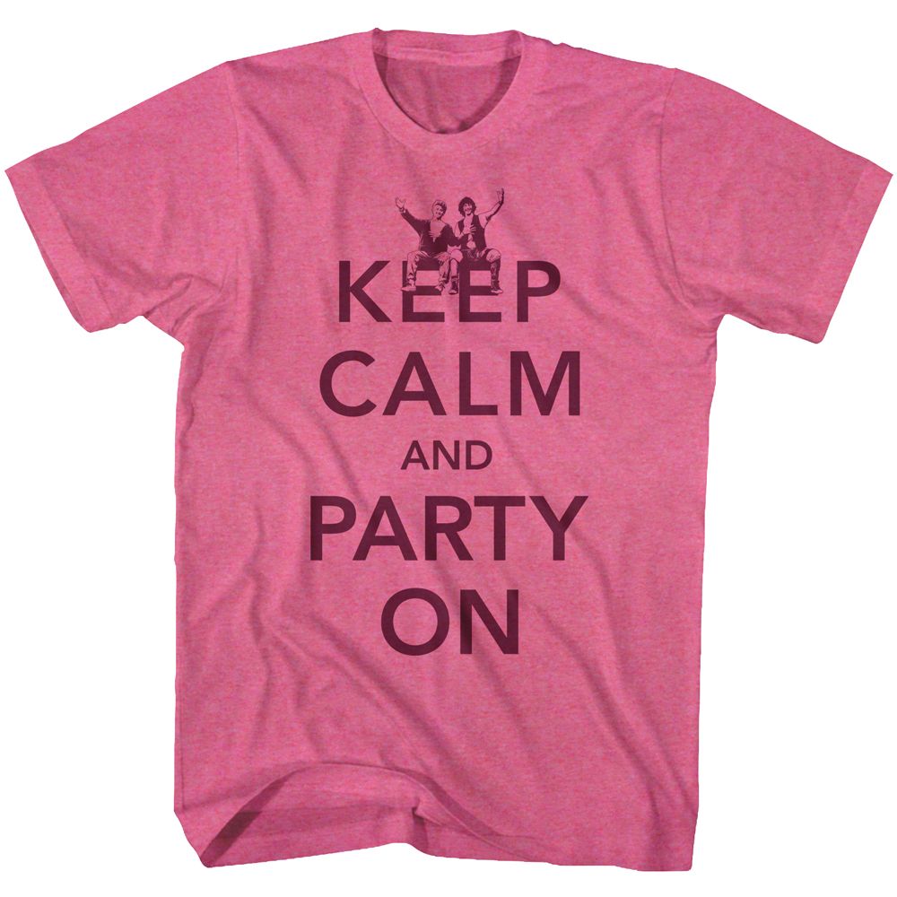 Retro pink heather Bill & Ted's Excellent Adventure t-shirt featuring Bill & Ted Party comedy design