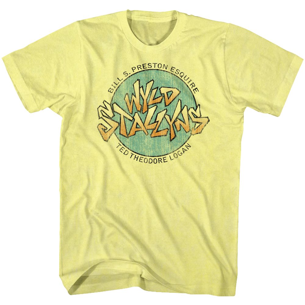 Yellow heather Bill & Ted's Excellent Adventure t-shirt featuring Bill and Ted Wyld Stallyns band design