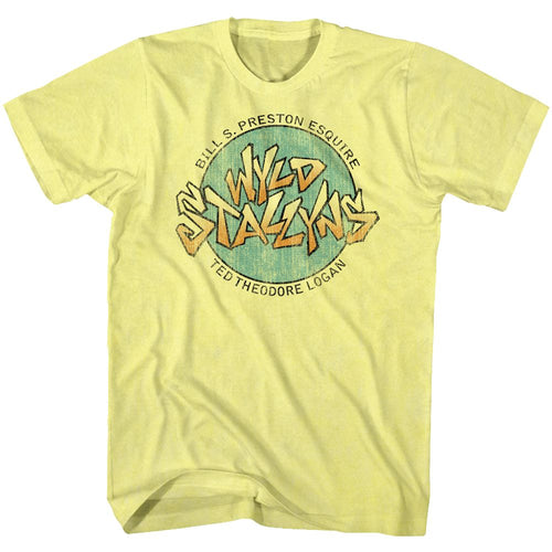 Yellow heather Bill & Ted's Excellent Adventure t-shirt featuring Bill and Ted Wyld Stallyns band design