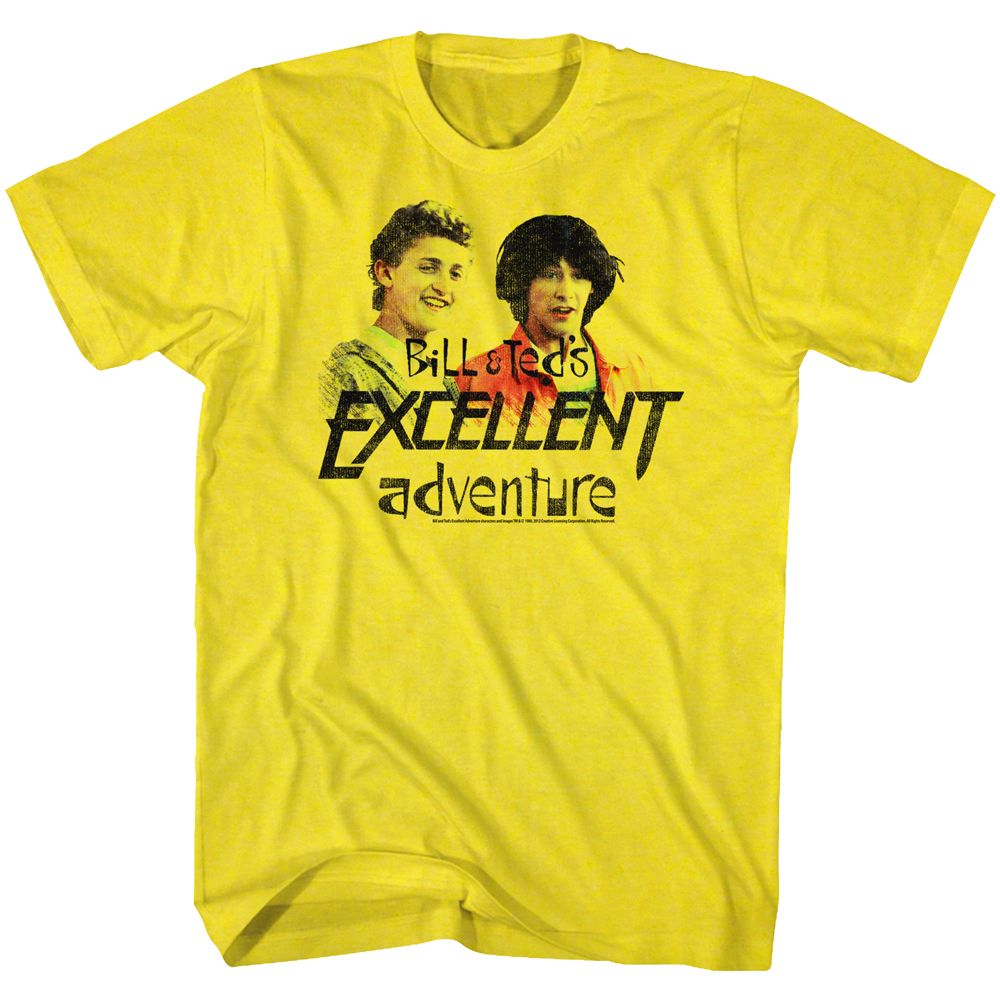 Yellow Bill & Ted's Excellent Adventure t-shirt featuring Bill & Ted Dudes comedy design
