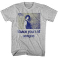 Gray heather Bill & Ted's Excellent Adventure t-shirt featuring Bill & Ted Brace Yourself comedy design