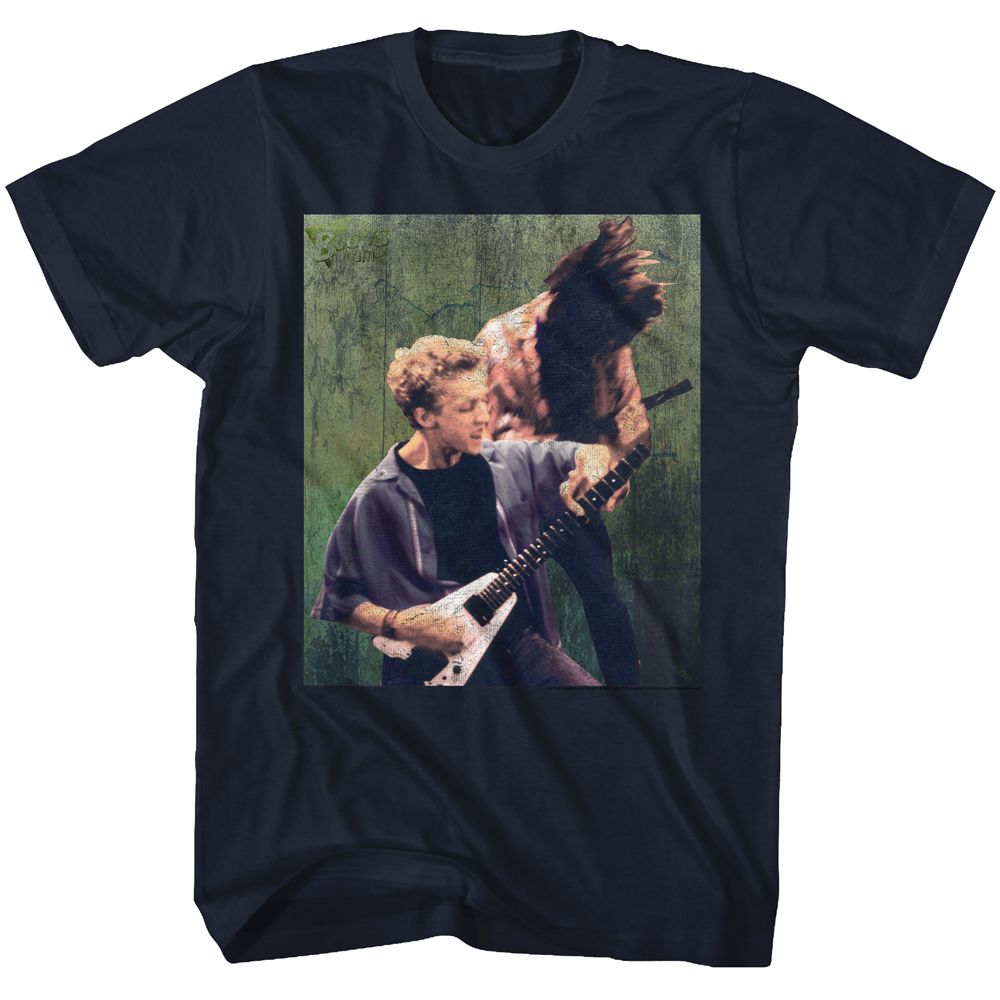 Navy Bill & Ted's Excellent Adventure t-shirt featuring Bill & Ted Rocking Stallyns comedy design