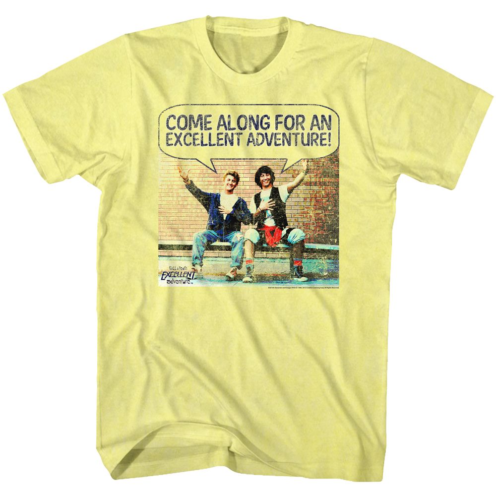Yellow heather Bill & Ted's Excellent Adventure t-shirt featuring Bill & Ted Come Along comedy design