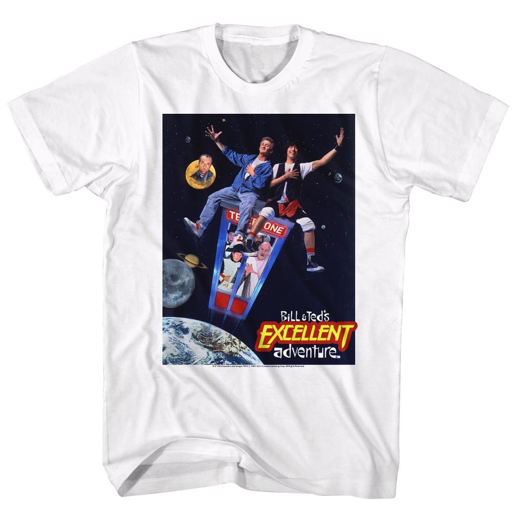 White Bill & Ted's Excellent Adventure t-shirt featuring Bill & Ted Poster comedy design