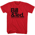 Red Bill & Ted's Excellent Adventure t-shirt featuring Bill and Ted BNT logo design