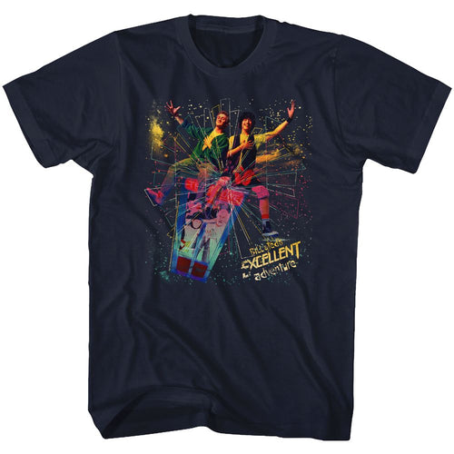 Navy Bill & Ted's Excellent Adventure t-shirt featuring Bill & Ted Space comedy design