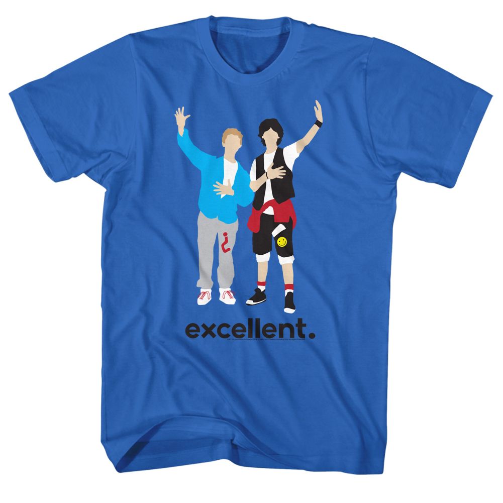 Royal blue Bill & Ted's Excellent Adventure t-shirt featuring Bill & Ted Minimal comedy design