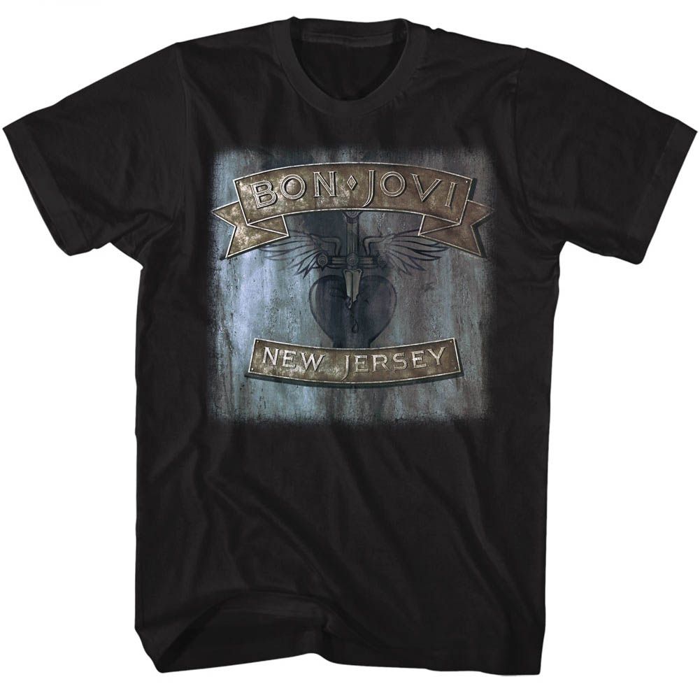 Black Bon Jovi t-shirt featuring Bon Jovi New Jersey 1988 album design