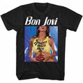 Black Bon Jovi t-shirt featuring Bon Jovi Slippery When Wet variant design