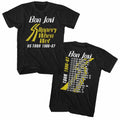 Black Bon Jovi t-shirt featuring Bon Jovi Slippery When Wet Tour 1986-87 front and back design