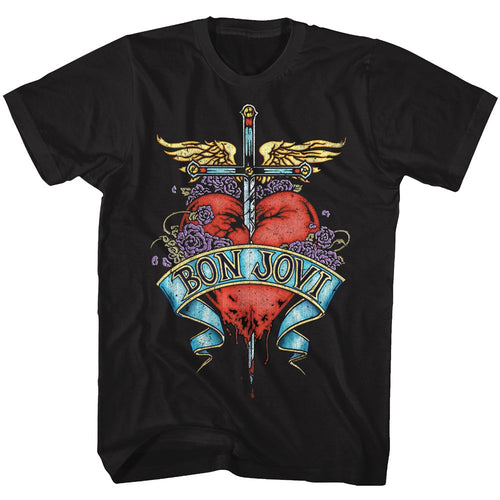 Black Bon Jovi t-shirt featuring Bon Jovi Heart design