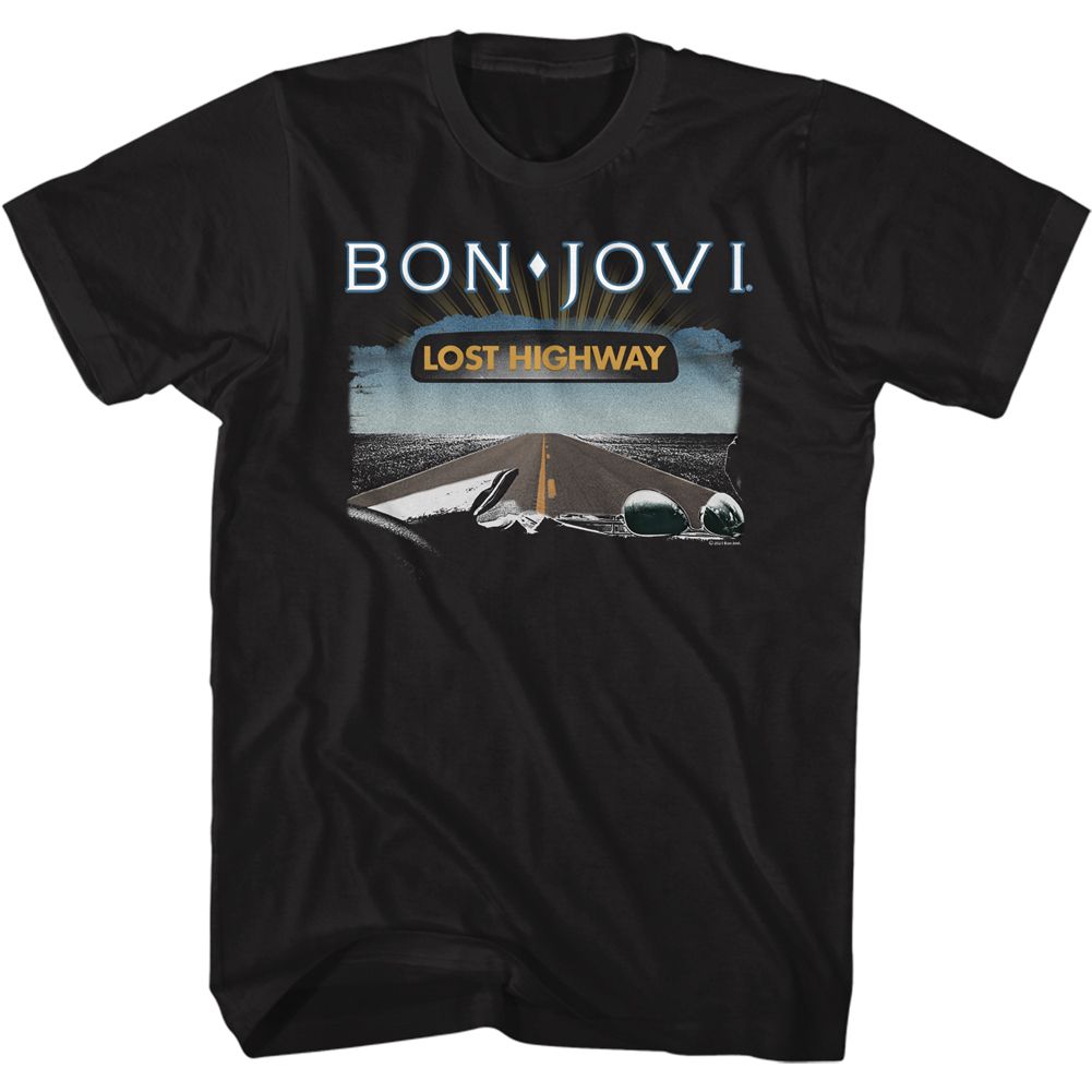 Black Bon Jovi t-shirt featuring Bon Jovi Lost Highway 2007 album design