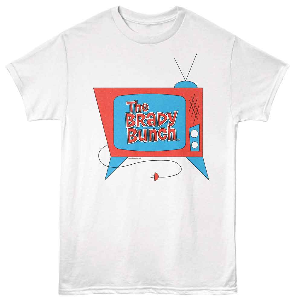 White The Brady Bunch t-shirt featuring Brady Bunch Vintage TV Logo show title design