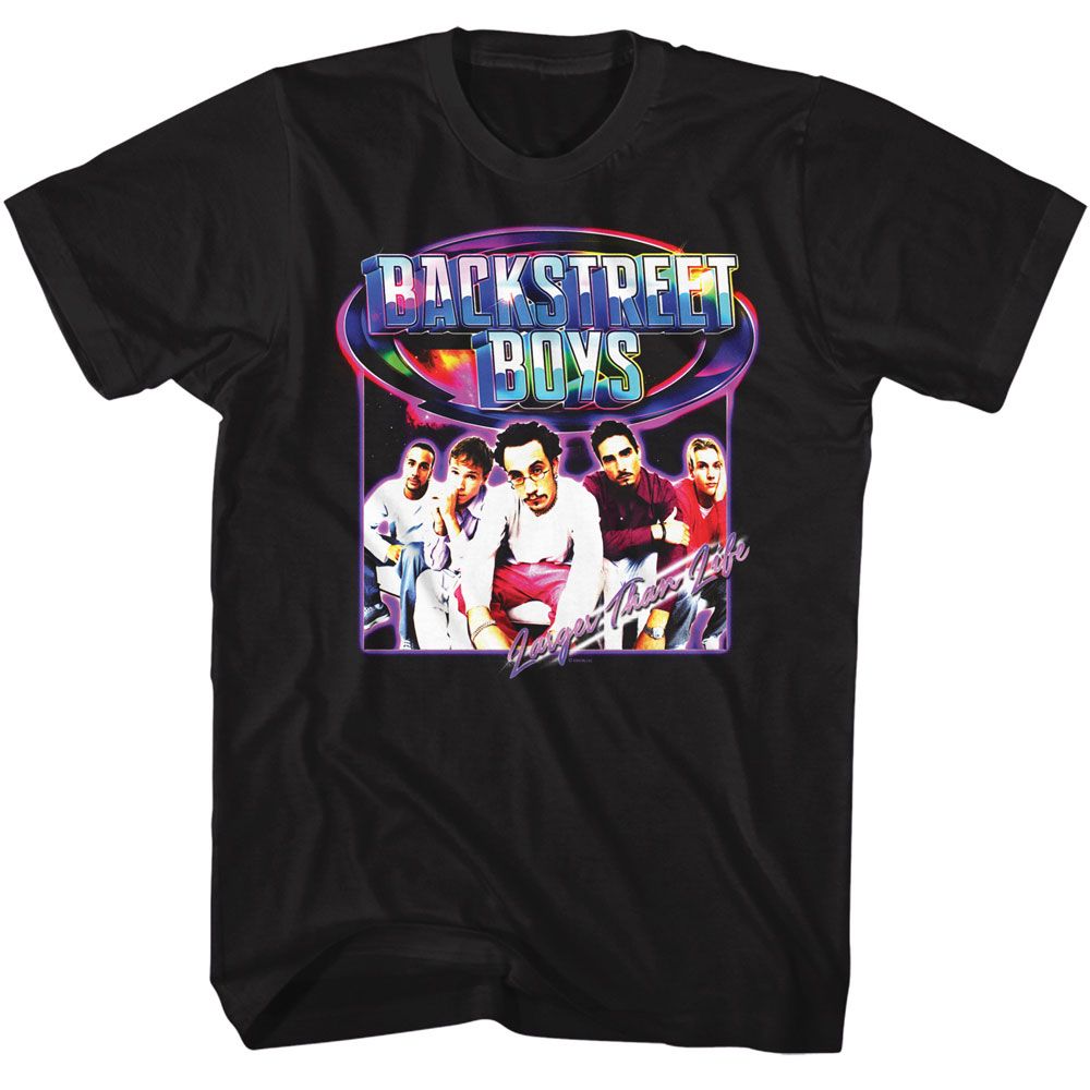 Black Backstreet Boys t-shirt featuring Backstreet Boys Y2K Rainbow Shine design