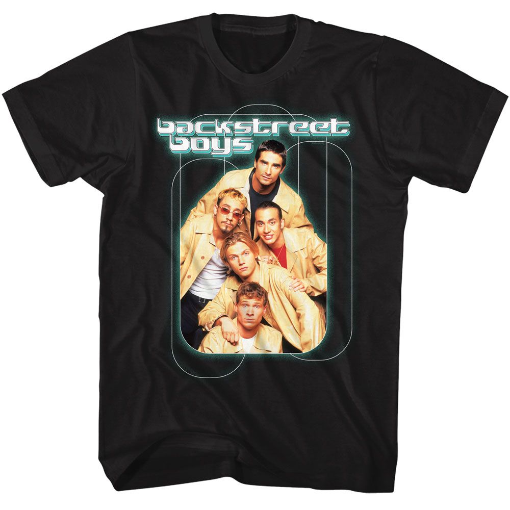 Black Backstreet Boys t-shirt featuring Backstreet Boys Loops Teal Glow design