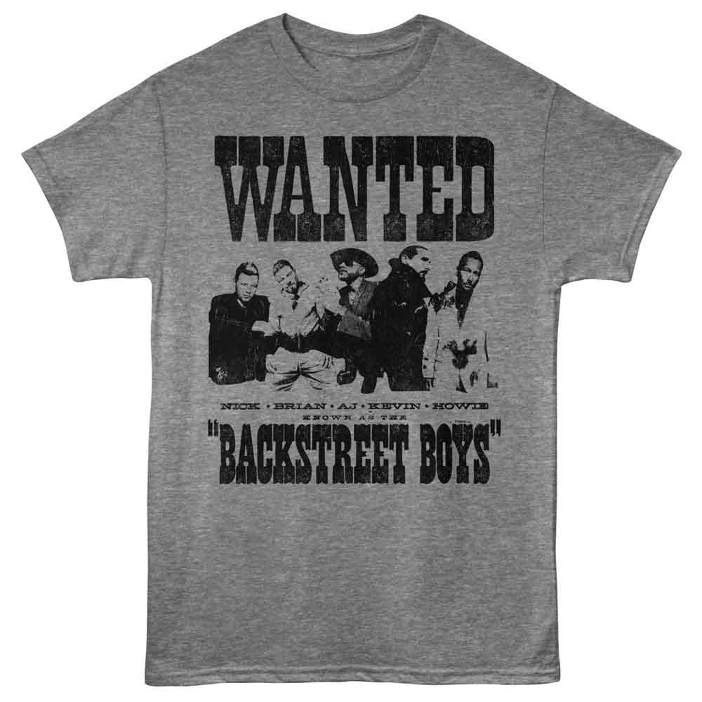 Graphite heather Backstreet Boys t-shirt featuring Backstreet Boys Wanted poster design