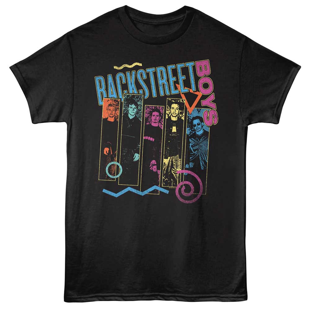 Black Backstreet Boys t-shirt featuring Backstreet Boys Multicolor Blocks design