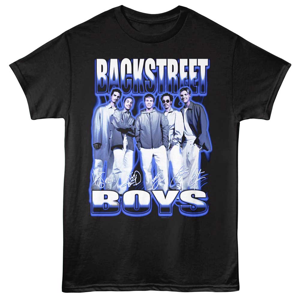 Black Backstreet Boys t-shirt featuring Backstreet Boys Blue Glow design