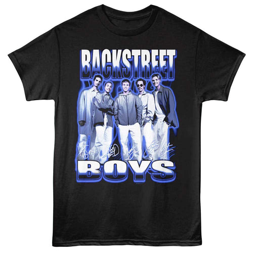 Black Backstreet Boys t-shirt featuring Backstreet Boys Blue Glow design
