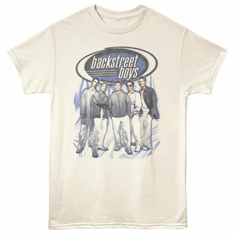 Natural Backstreet Boys t-shirt featuring a Bsb Vintage Blue Swirl design
